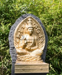 goldener Budha im Blumengarten in Bexbach, Saarland - Bildtankstelle.de - Bilddatenbank für Foto-Motive aus SAAR-LOR-LUX