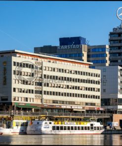 Blick von der Saar auf die Berliner Promenade, Saarbrücken, Saarland - Bildtankstelle.de