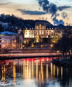 Saarbrücken leuchtet, Blick auf Landtag und das Saarbrücker Schloss - Bildtankstelle.de