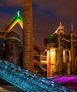 blaue Stunde beim Weltkulturerbe Völklinger Hütte, Völklingen, Saarland - Bildtankstelle.de