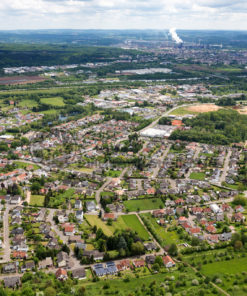 Luftaufnahme von Rehlingen, im Hintergrund Dillingen, Saarland - Bildtankstelle.de